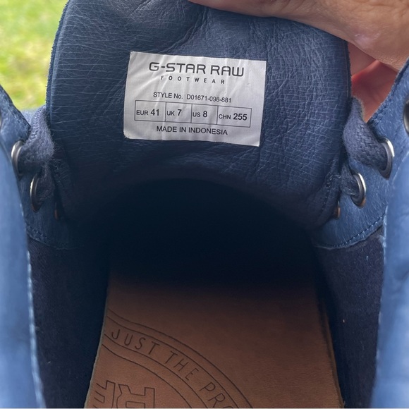 Size 8 • Rare G-Star Raw Footwear • Cadet Hi-Top Blue Suede Leather Sneaker - Picture 8 of 13